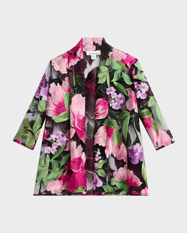 Abundant Blooms Embroidered Tulle Cardigan